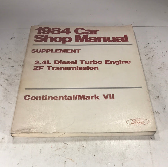 1984 Ford Car Shop Manual Supplement 2.4L Turbo ZF Transmission