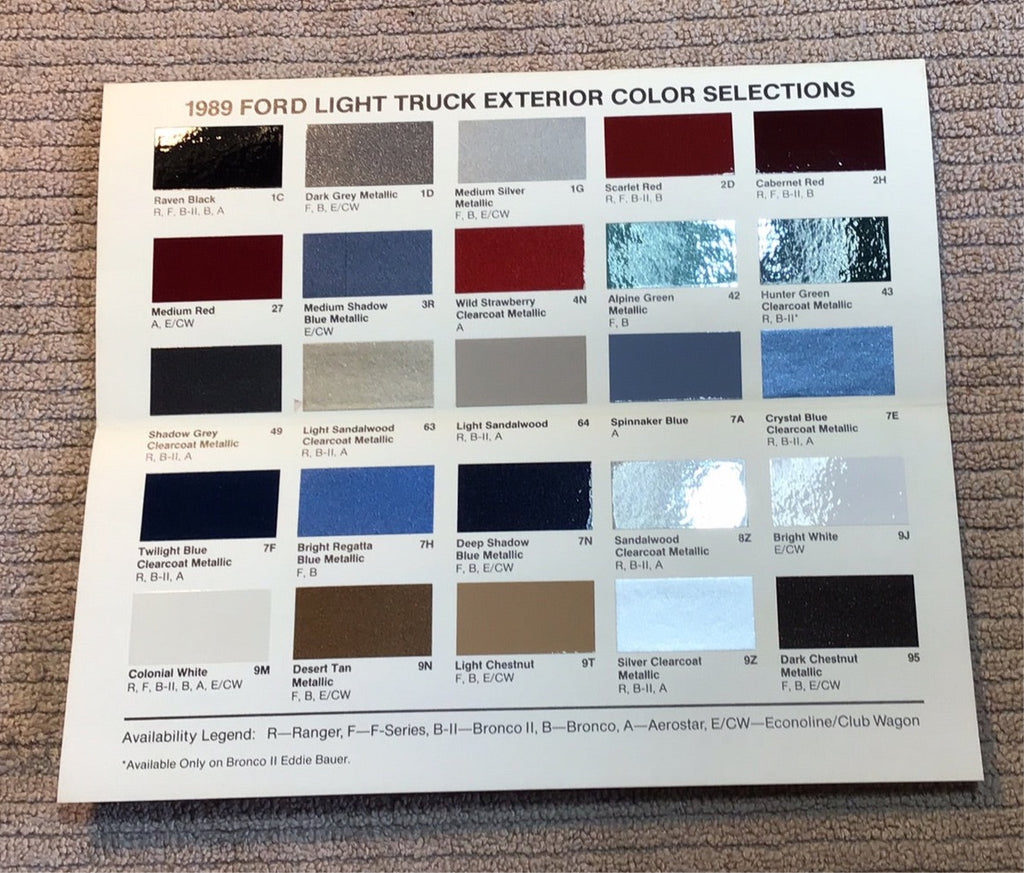 1989 Ford Light Truck Exterior Colors pamphlet brochure – Andrew's ...