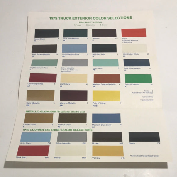 1979 Ford Truck Exterior Color Selections brochure