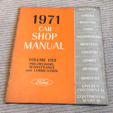 1971 Ford Car Shop Manual Volume 5 Predelivery Maintenance