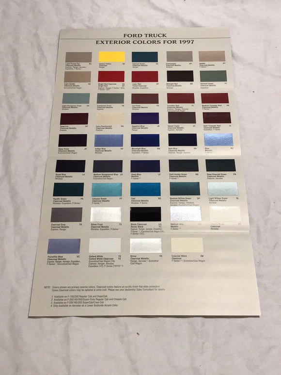 1997 Ford Truck Exterior Colors paint chip brochure