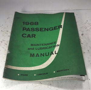 1969 Ford Car Shop Manual Maintenance Lubrication