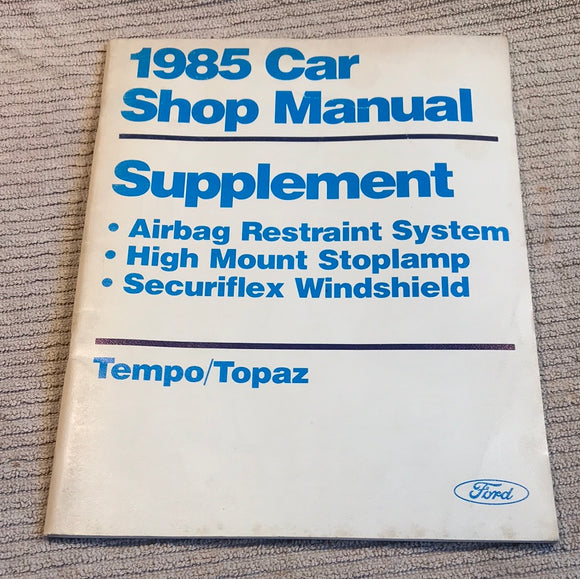 1985 Car Shop Manual Supplement Airbag Stoplamp Securiflex