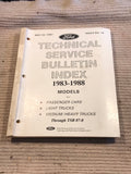 Ford Technical Service Bulletin Index 1983-1988 No. 14 cars and trucks