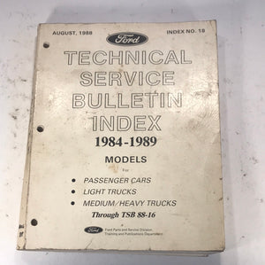 1984-1989 Ford Technical Service Bulletin Index Cars Trucks TSB 88-16