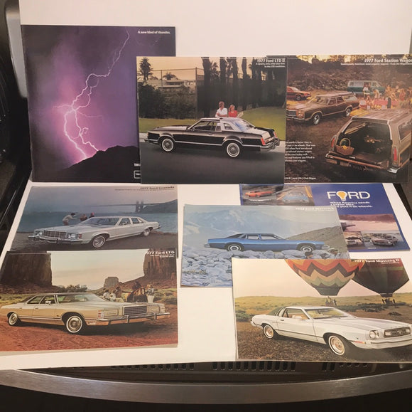 1977 Ford Cars brochures LTD Granada Mustang II Maverick LTD II Wagons