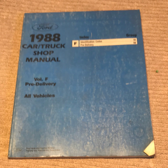 1988 Car Truck Shop Manual Vol F Pre Delivery all mods